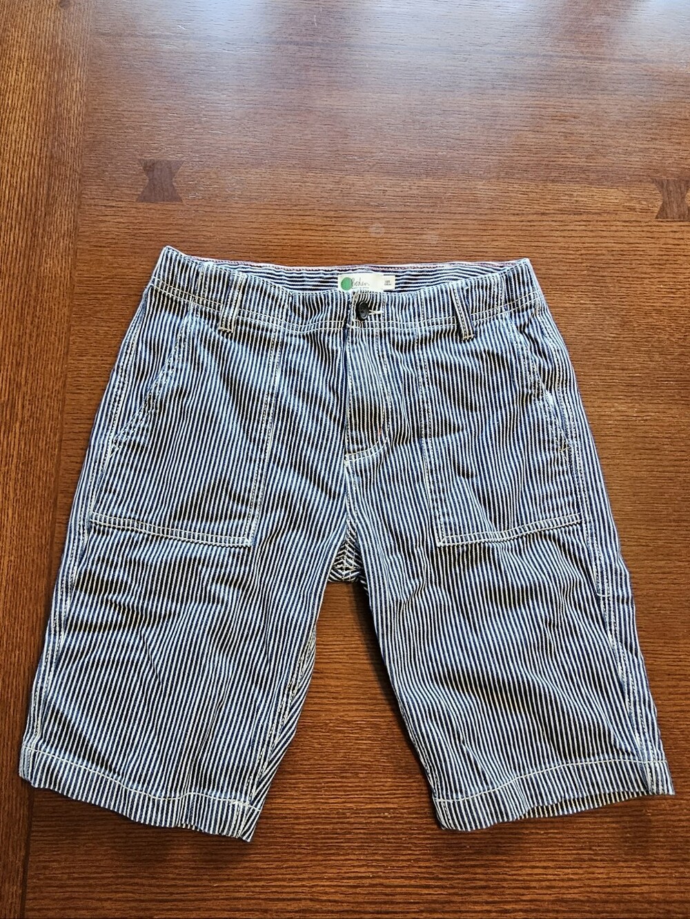 Mini Boden Boys Railroad Stripe Shorts Size 13